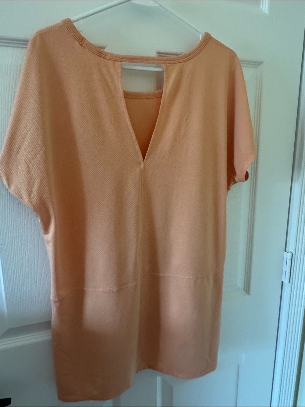 Peach Short Sleeve Tunic with V-Back Detail